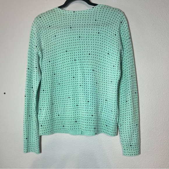 Halogen Mint Green Polka Dot Cashmere Cardigan Sweater Button Up Size Large Flaw - Picture 4 of 11